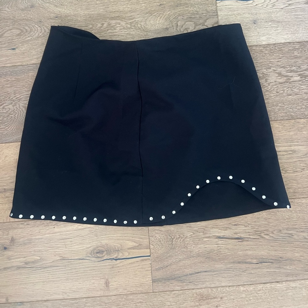 Zara Black Mini Skirt with Pearl Accents